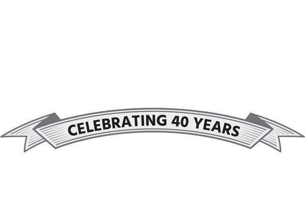 white oak construction 40 years logo white